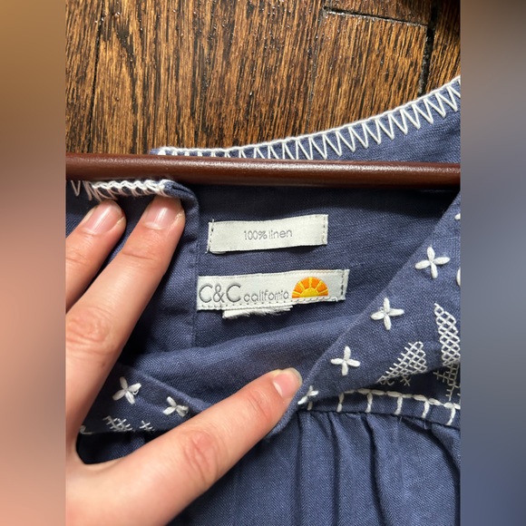 C&C California 100% Linen Embroidered Dress - Picture 7 of 17